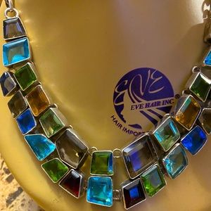 Multi stone statement necklace 22 inch